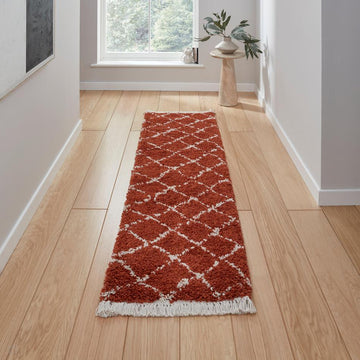 Boho 5413 Modern Moroccan Berber Soft Plush Shaggy Rust Runner-Think Rugs-Rug Love - The Most Loved Rug Store